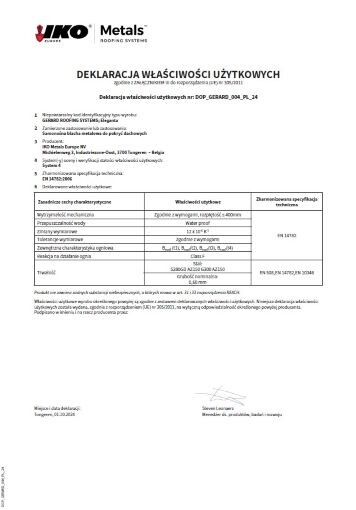 DEKLARACJA WŁAŚCIWOŚCI UŻYTKOWYCH: ELEGANTA